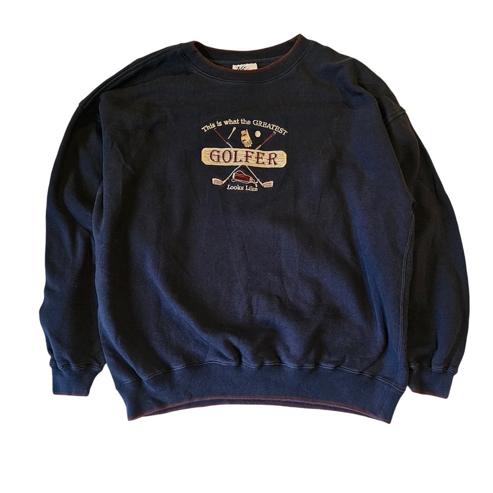 Vintage MC Sport Mens Blue Greatest Golfer Embroidered Crewneck Sweatshirt 2X